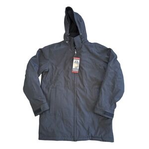 Weatherproof Mens Stretch Tech Parka Jacket Black Hooded Water Resistant Medium